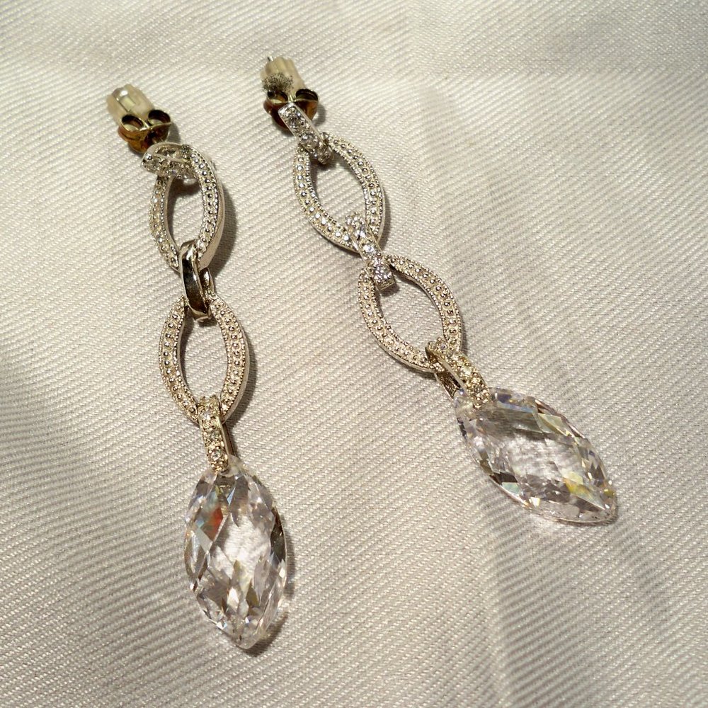 New Crystal 925 Silver Dangle Earrings